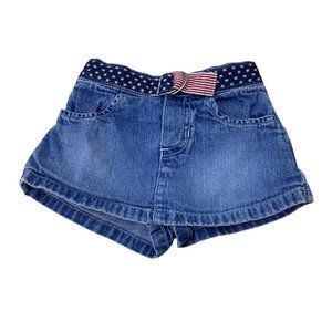 (5-142) Old Navy Toddler Denim Skort W/American Stars & Stripes Fake Little Belt